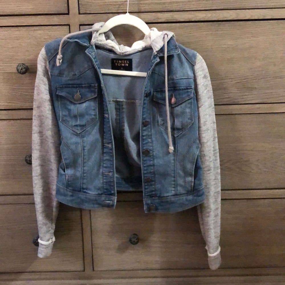 Tinseltown Denim jacket with sweat sleeves